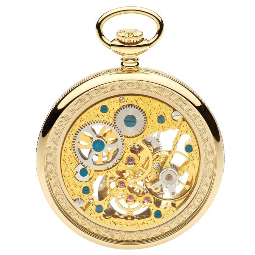 Jean Pierre Of Switzerland Gold Plated Open Face 17 Jewel Skeleton