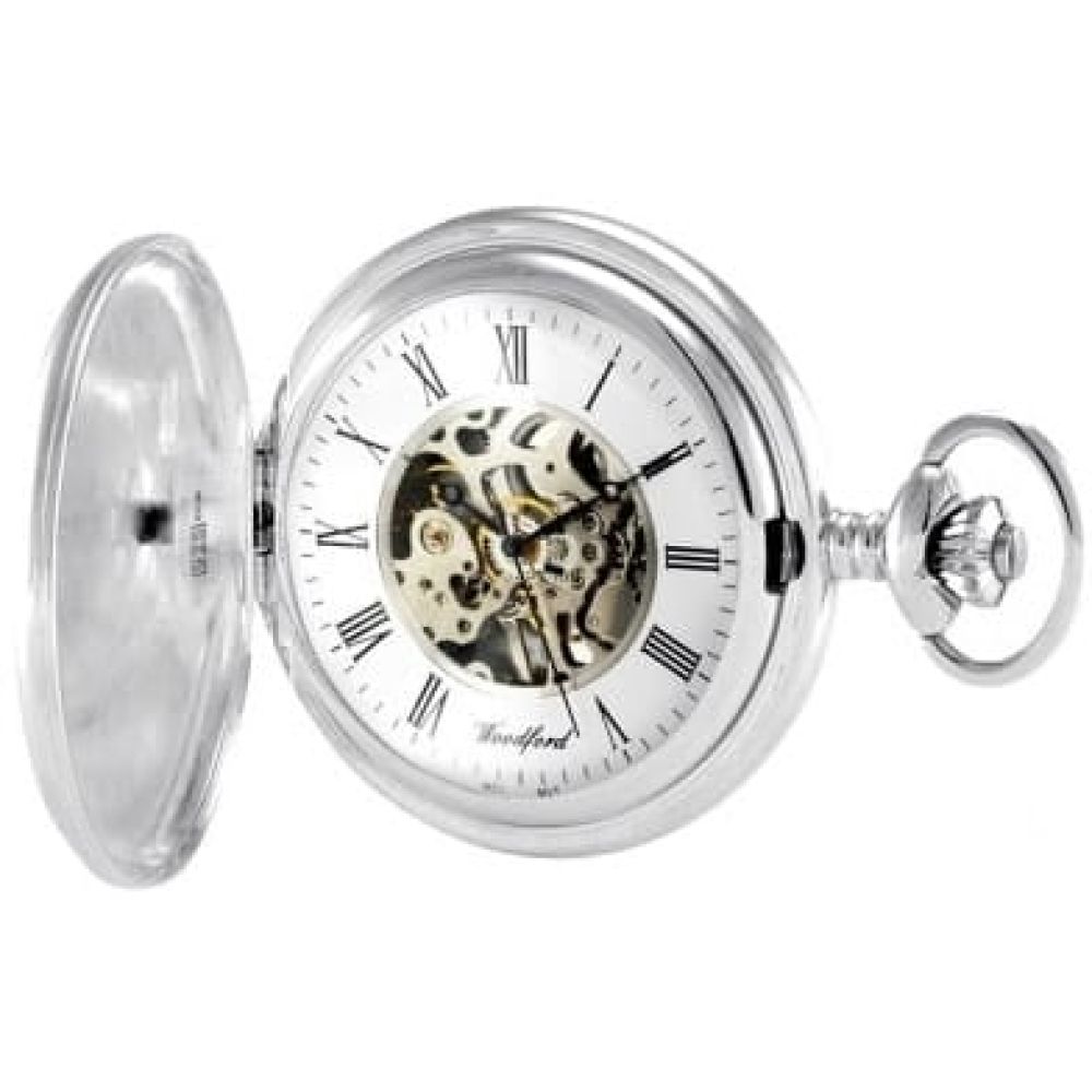 Full Hunter Sterling Silver Mechanical Pocket Watch W1096SIL
