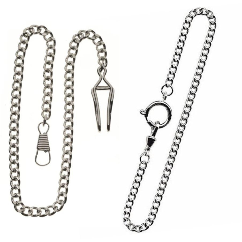 Chrome Plated Belt Slide and Bolt Ring Pocket Watch Chain Bundle Bn3 Chr Pocketwatch Uk