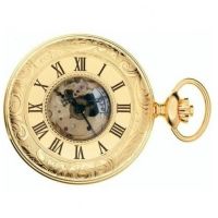Half Hunter Gold Plated Mechanical Pocket Watch Structure Visible