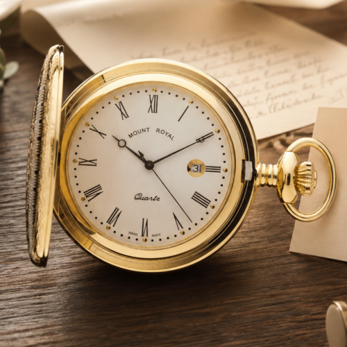 Gold Plated Quartz Full Hunter Pocket Watch