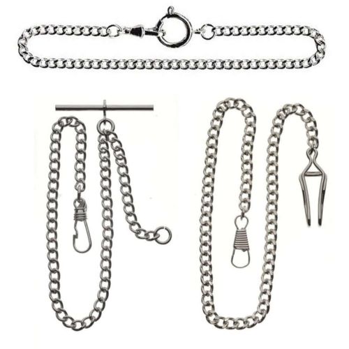 Chrome Plated Pocket Watch Chain Bundle T bar Belt Bar Bolt Ring