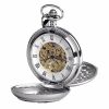 Claddagh Chrome/Pewter Mechanical Double Hunter Pocket Watch