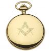 Gold Tone Full Hunter Swiss 17 Jewel Quartz Pocket Watch With Masonic Dial