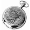 St Christopher Chrome/Pewter Mechanical Double Hunter Pocket Watch
