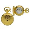 Womens Gold Plated Full Hunter Quartz Pendant Watch With Roman Numerals