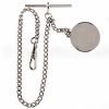 Chrome Plated 9 Inch Single Albert T-Bar Pocket Watch Chain With Engraveable Fob