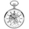 Chrome Plated Mechanical Open Face Pocket Watch with Clear White Dial