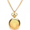 Ladies Patterned Gold Plated Roman Numeral Full Hunter Pendant Necklace Watch