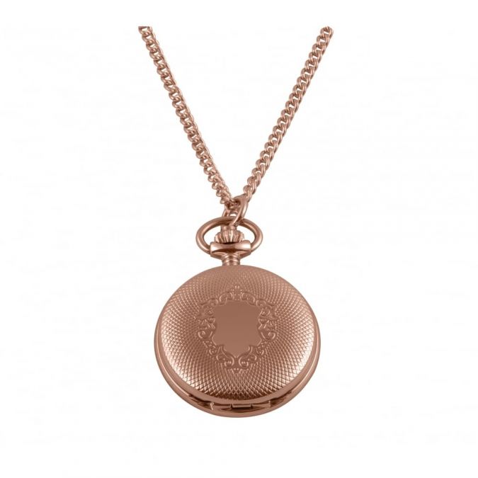 Rose Gold Plated Full Hunter Quartz Pendant Necklace Watch