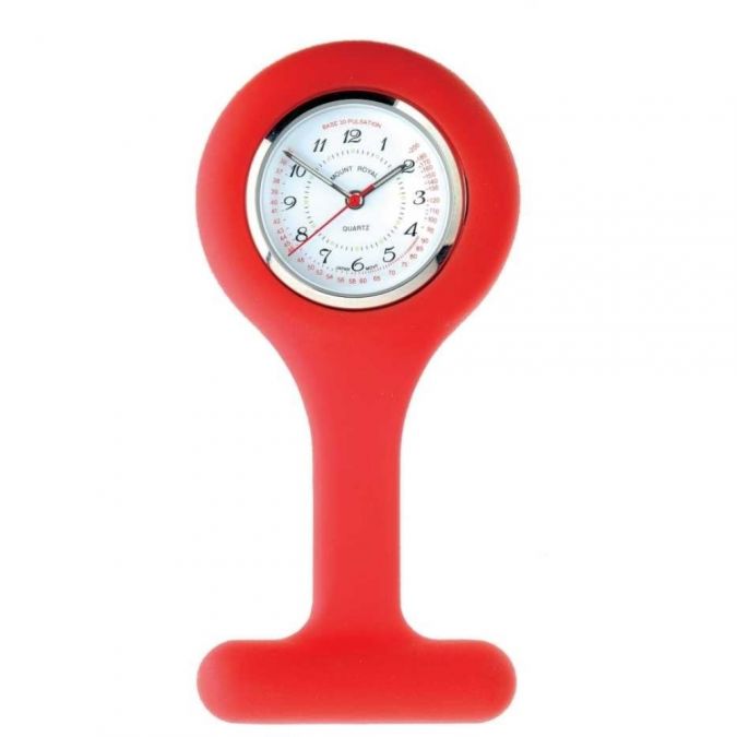 Red Silicone And Stainless Steel Fob Watch
