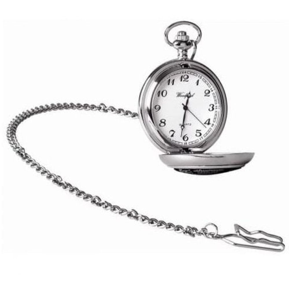 Usher Chrome/Pewter Quartz Full Hunter Pocket Watch W1888q Pocketwatch Uk