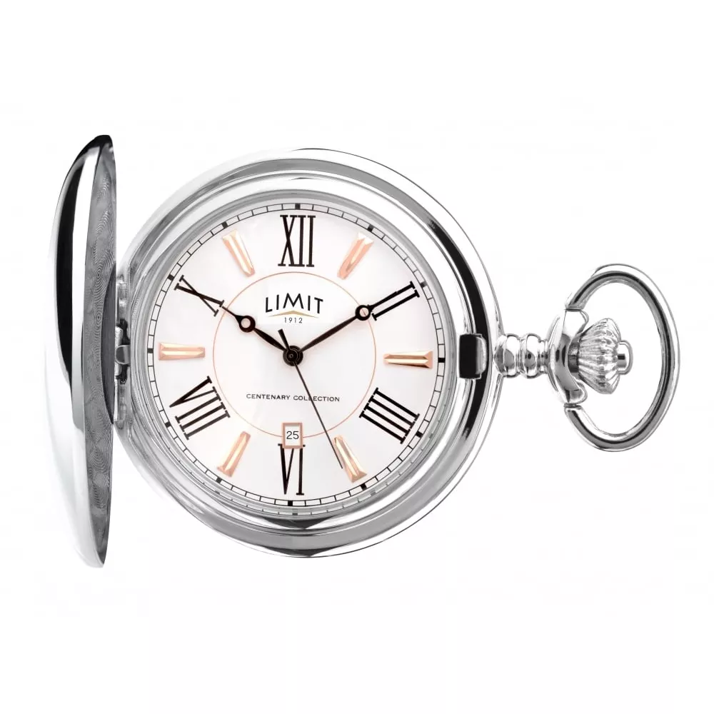 Limit Gents Full Hunter Silver Tone Pocket Watch 5892.9 Pocketwatch Uk