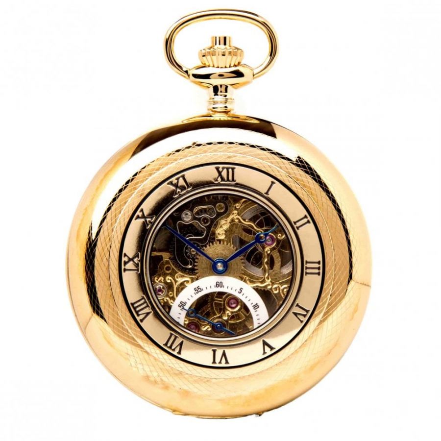 Greenwich The Bridewell - Gold Plated Mechanical Double Half Hunter ...
