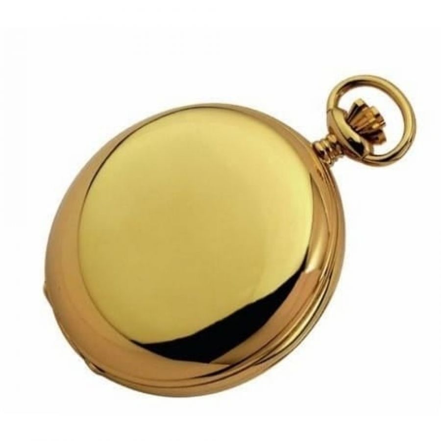 Gold Plated 17 Jewelled Full Hunter Mechanical Pocket Watch With Chain