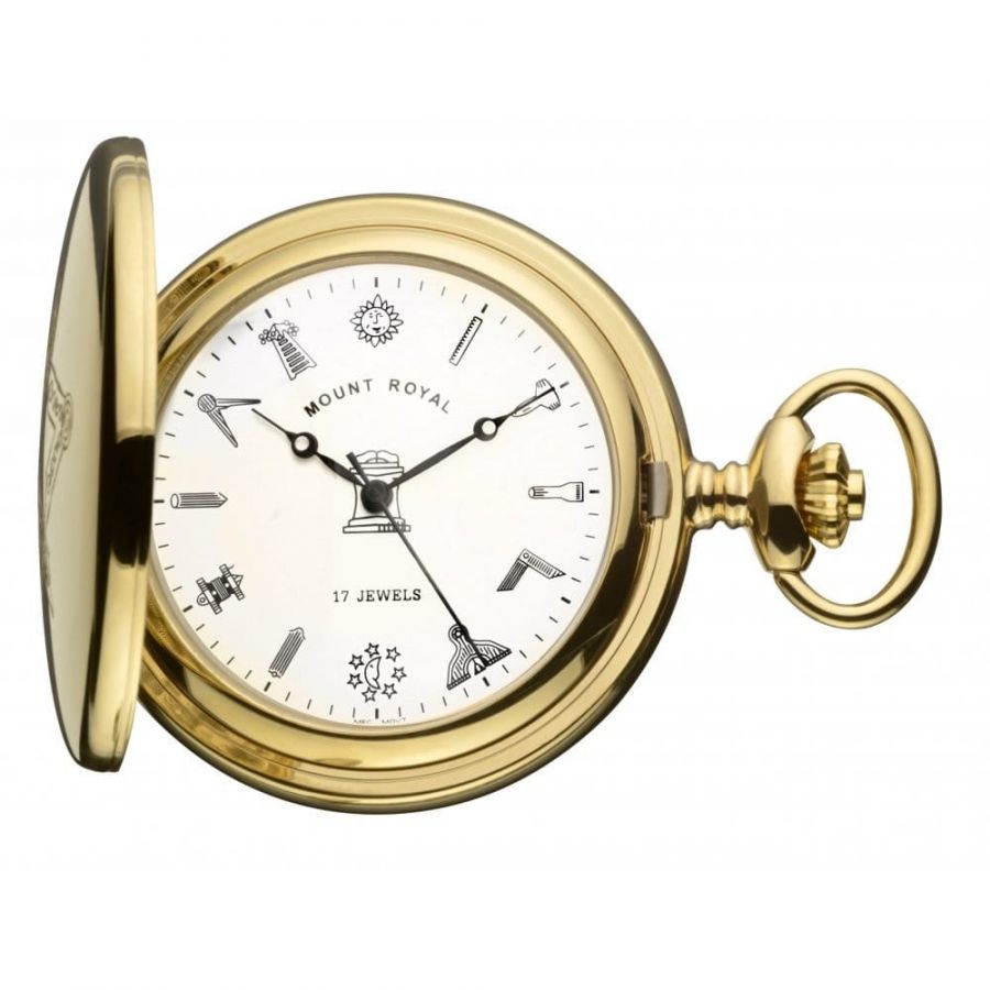 Mount Royal Gold Tone Swiss 17 Jewel Mechanical Full Hunter Pocket