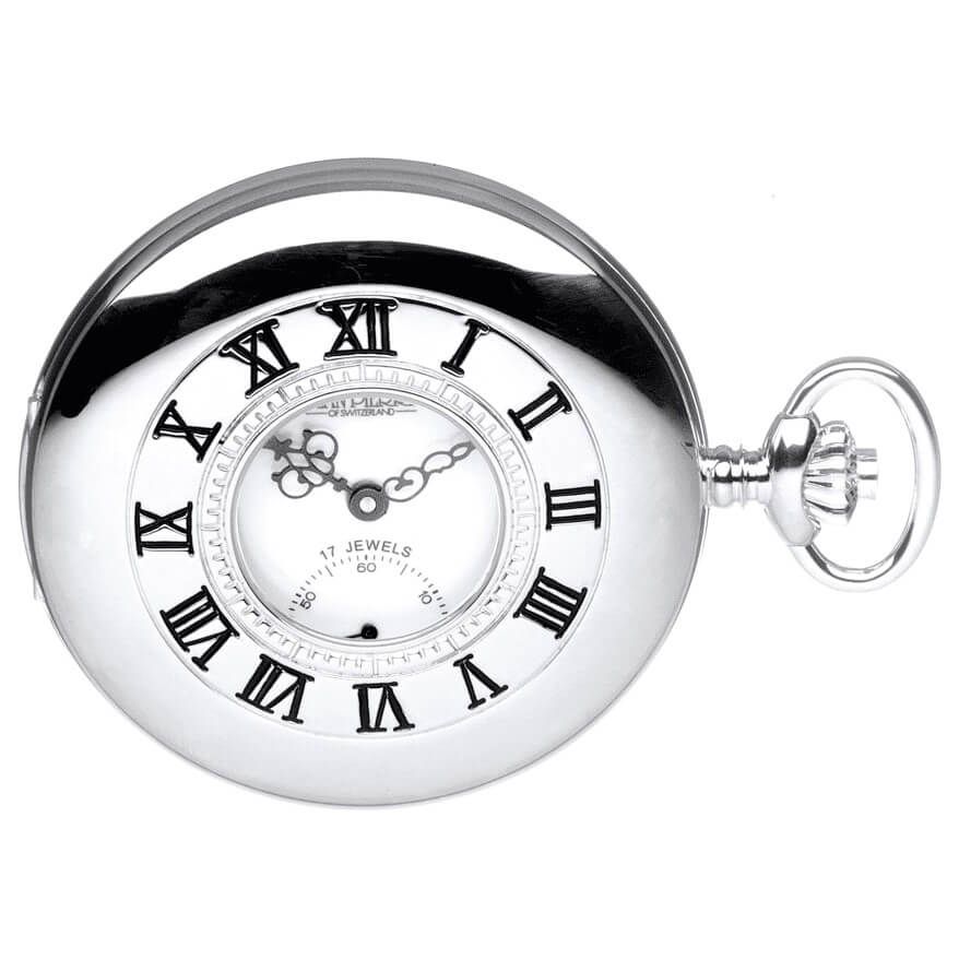 Half Hunter Sterling Silver Mechanical Pocket Watch G151 Pocketwatch Uk