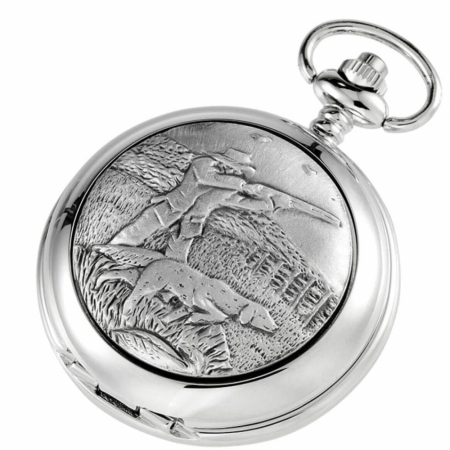 Shooting/Hunting Chrome Pewter Full Hunter Pocket Watch