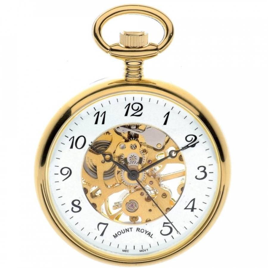 Gold Plated Mechanical Open Face Pocket Watch