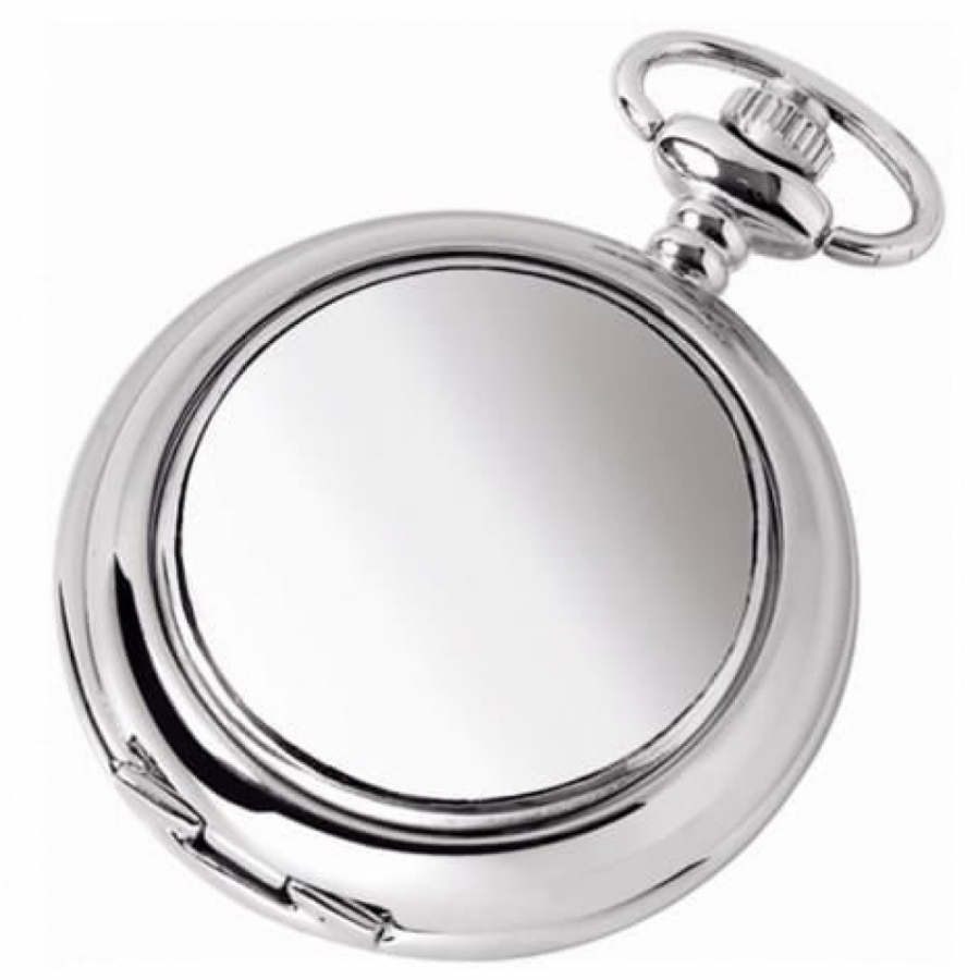 Plain Chrome/Pewter Quartz Full Hunter Pocket Watch