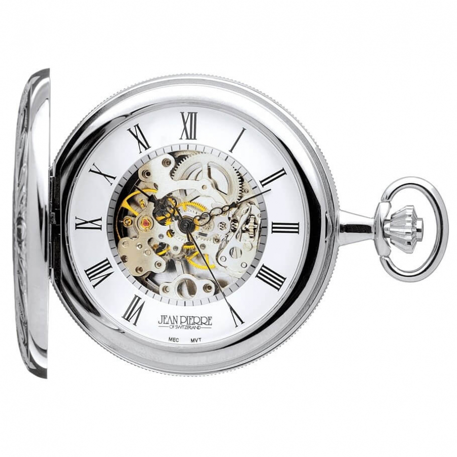 Chrome Double Hunter Mechanical Pocket Watch