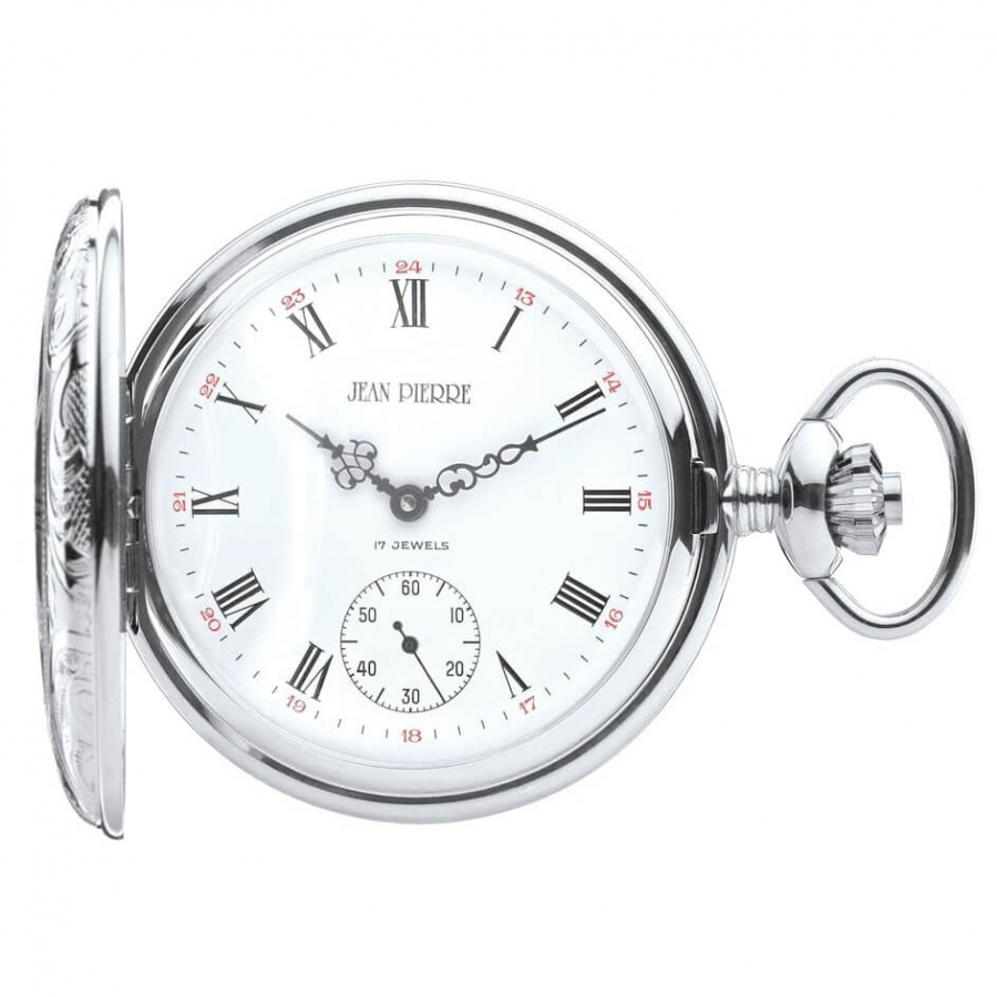 Chrome Plated Half Hunter Mechanical Pocket Watch
