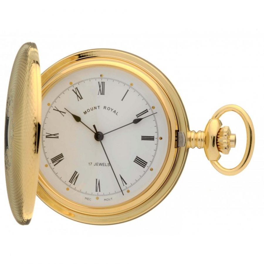 Gold Plated Mechanical Full Hunter Pocket Watch