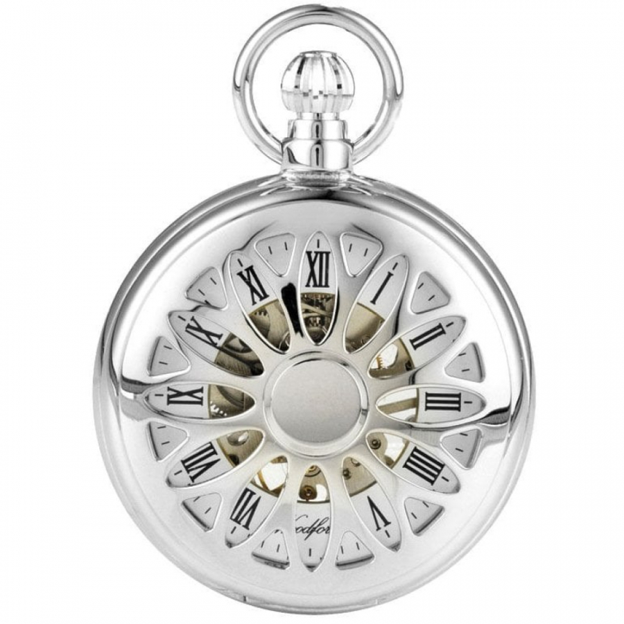 Chrome Plated 17 Jewel Mechanical Full Hunter Pocket Watch