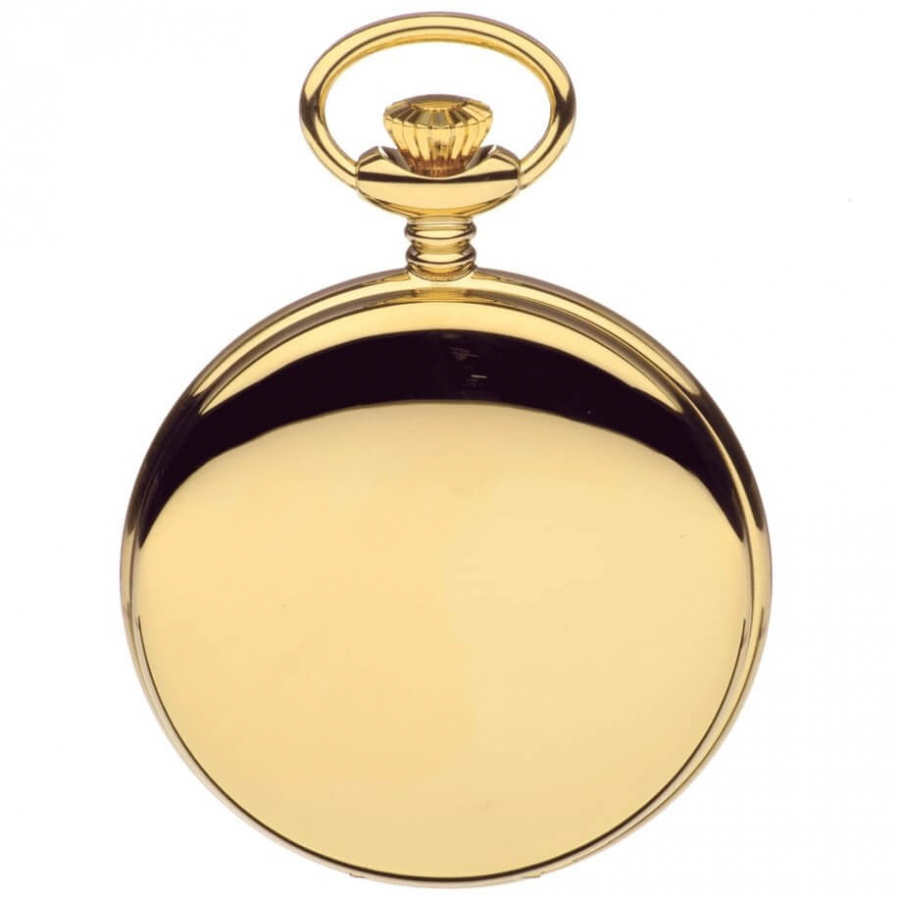 Polished Gold Plated 17 Jewel Mechanical Full Hunter Pocket Watch