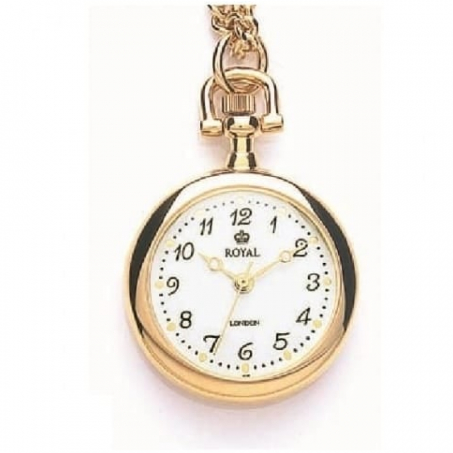 Pvd Gold Plated Open Face Quartz Pendant Necklace Watch