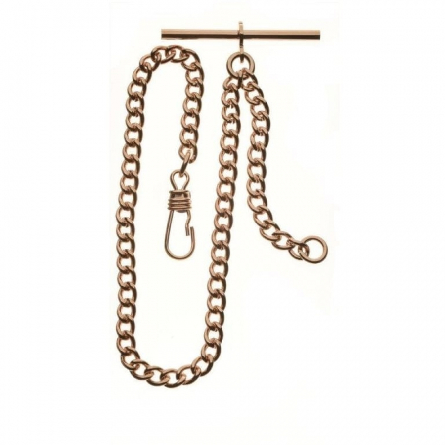 Rose Gold IP 9 Inch T-Bar Pocket Watch Chain