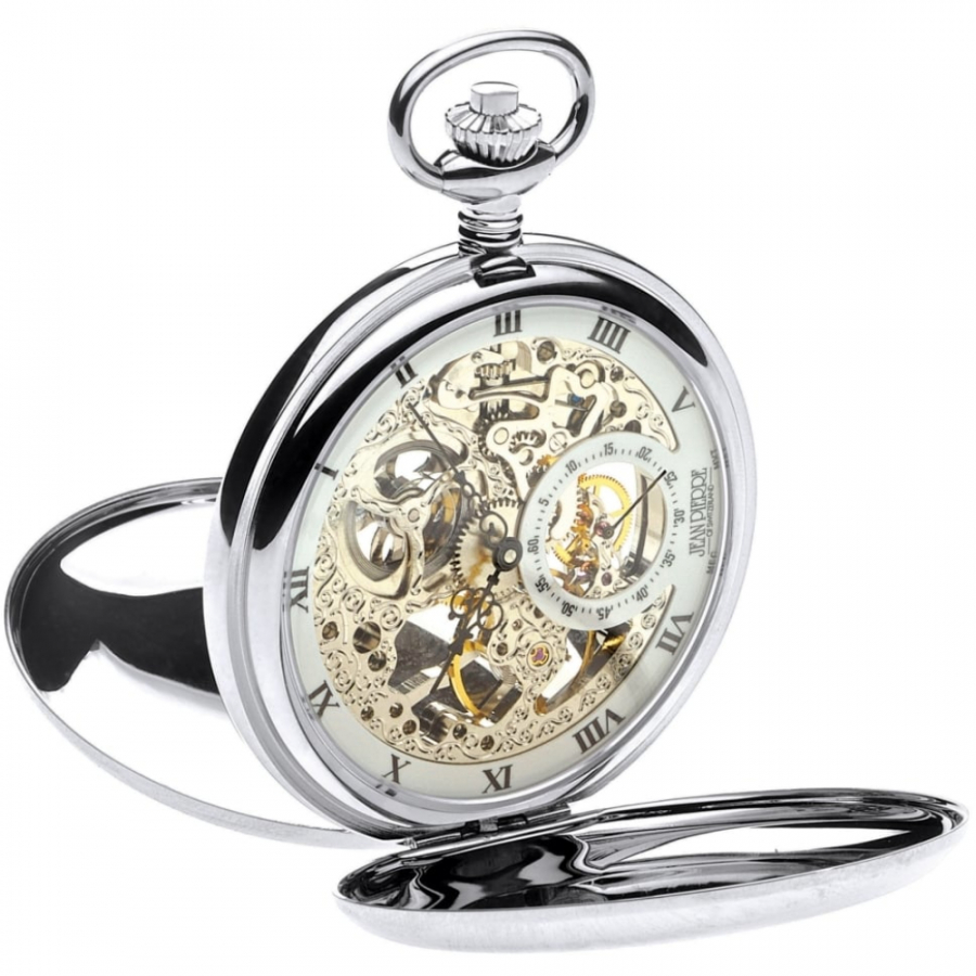 Chrome Plated Double Hunter Mechanical Pocket Watch