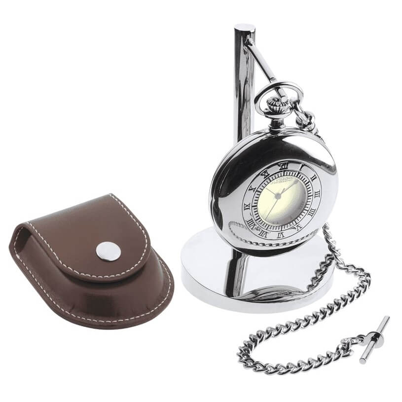 Half Hunter Pocket Watch With Stand & Pouch