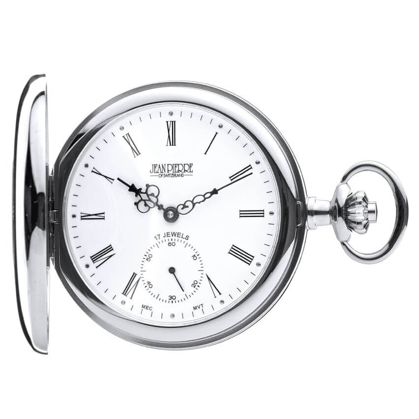 Chrome Plated Mechanical Half Hunter Pocket Watch