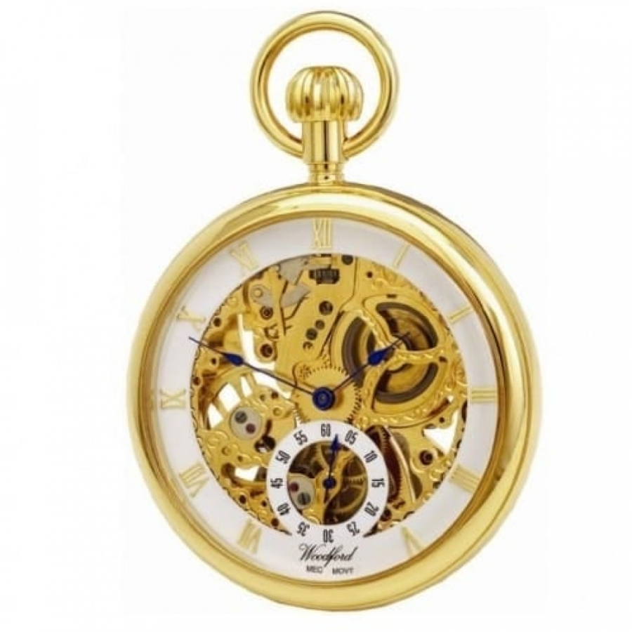 Gold Plated 17 Jewel Mechanical Open Face/Back Pocket Watch