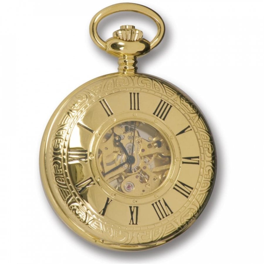 Gold Plated 17 Jewel Mechanical Half Hunter Pocket Watch