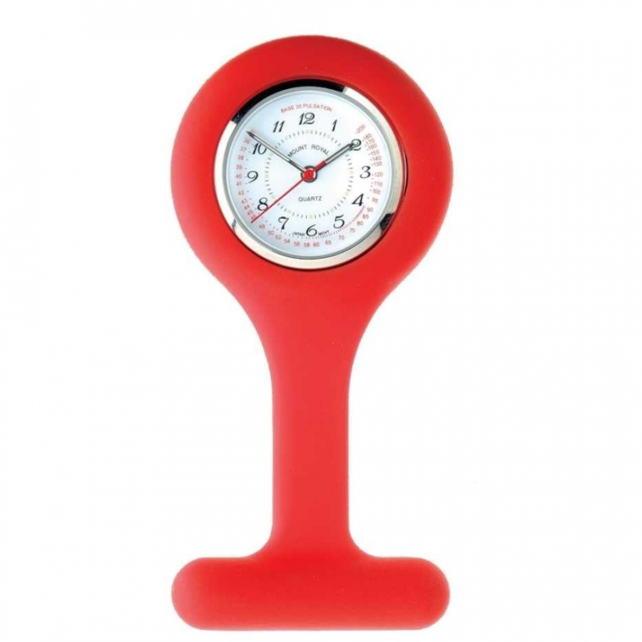 Red Silicone And Stainless Steel Fob Watch