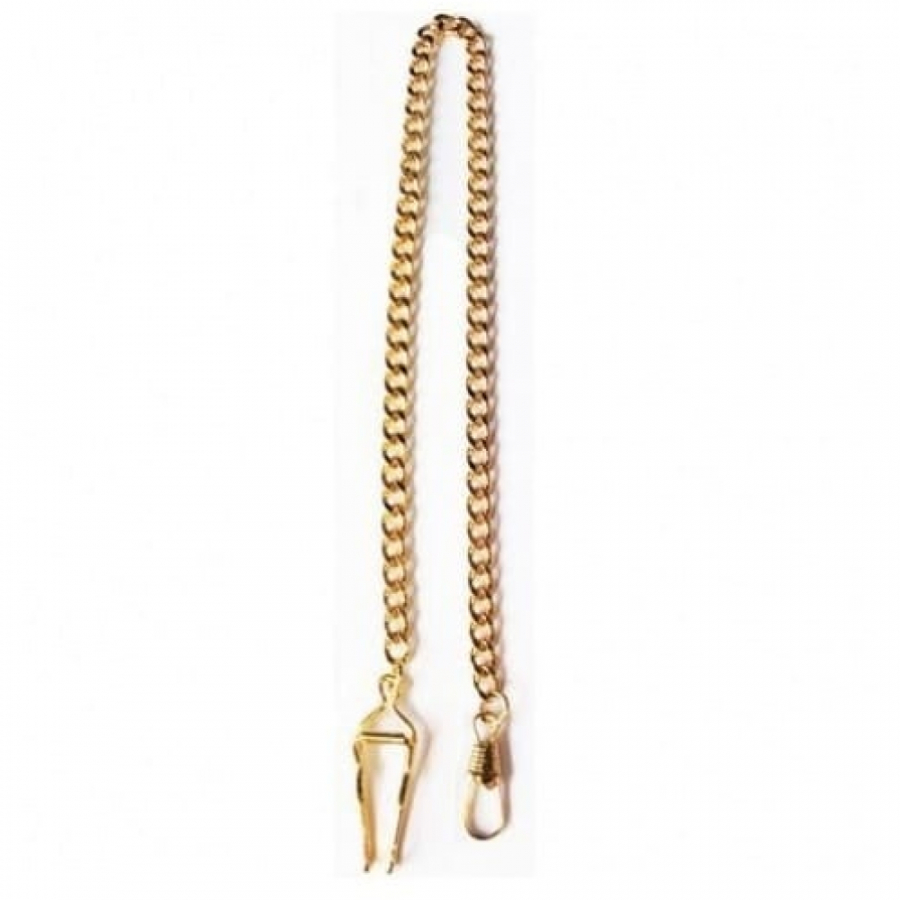 Gold Plated Belt Loop Pocket Watch Chain