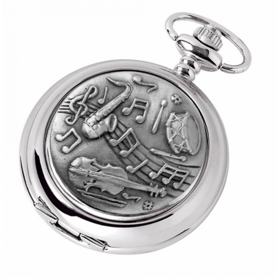 Music Chrome Mechanical Full Hunter Pocket Watch