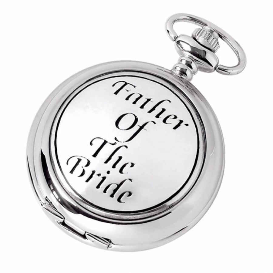 Father Of Bride Chrome/Pewter Quartz Full Hunter Pocket Watch