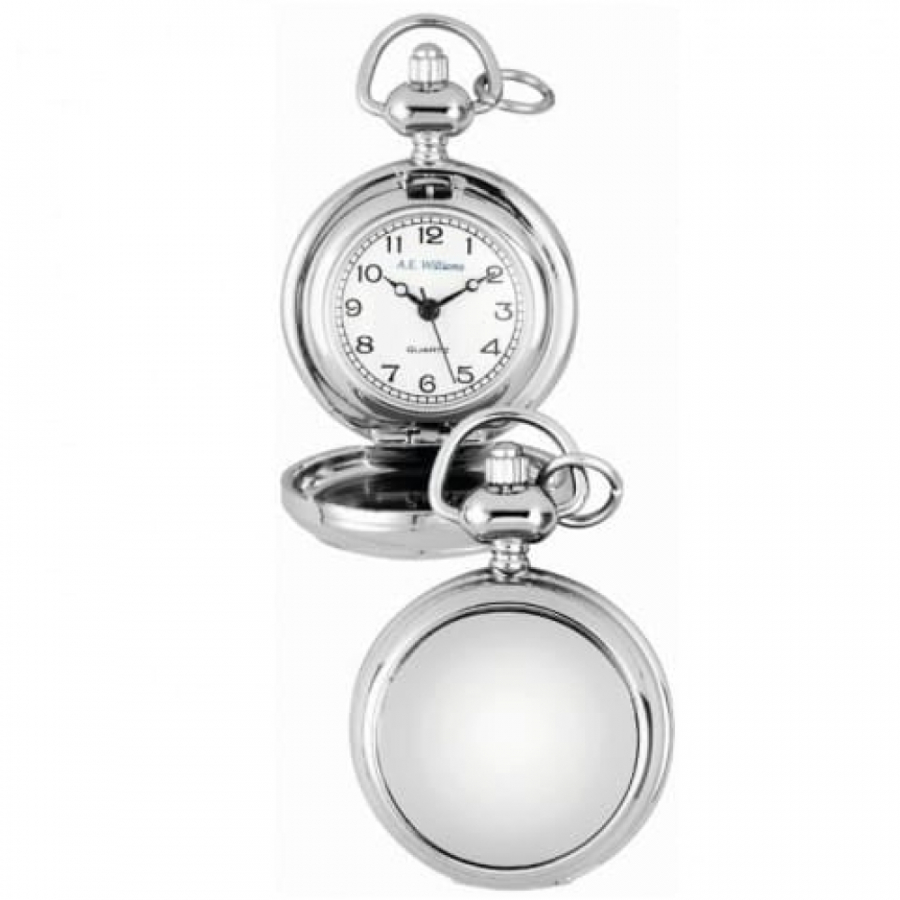 Chrome Full Hunter Pendant Necklace Watch