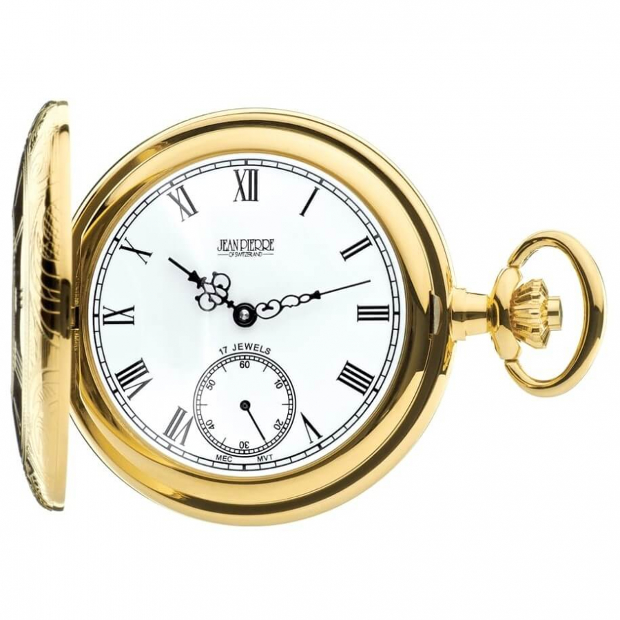 Gold Plated Half Hunter Mechanical Pocket Watch