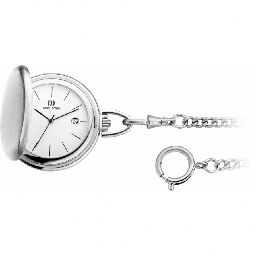 Small Full Hunter Brushed Chrome Pocket Watch