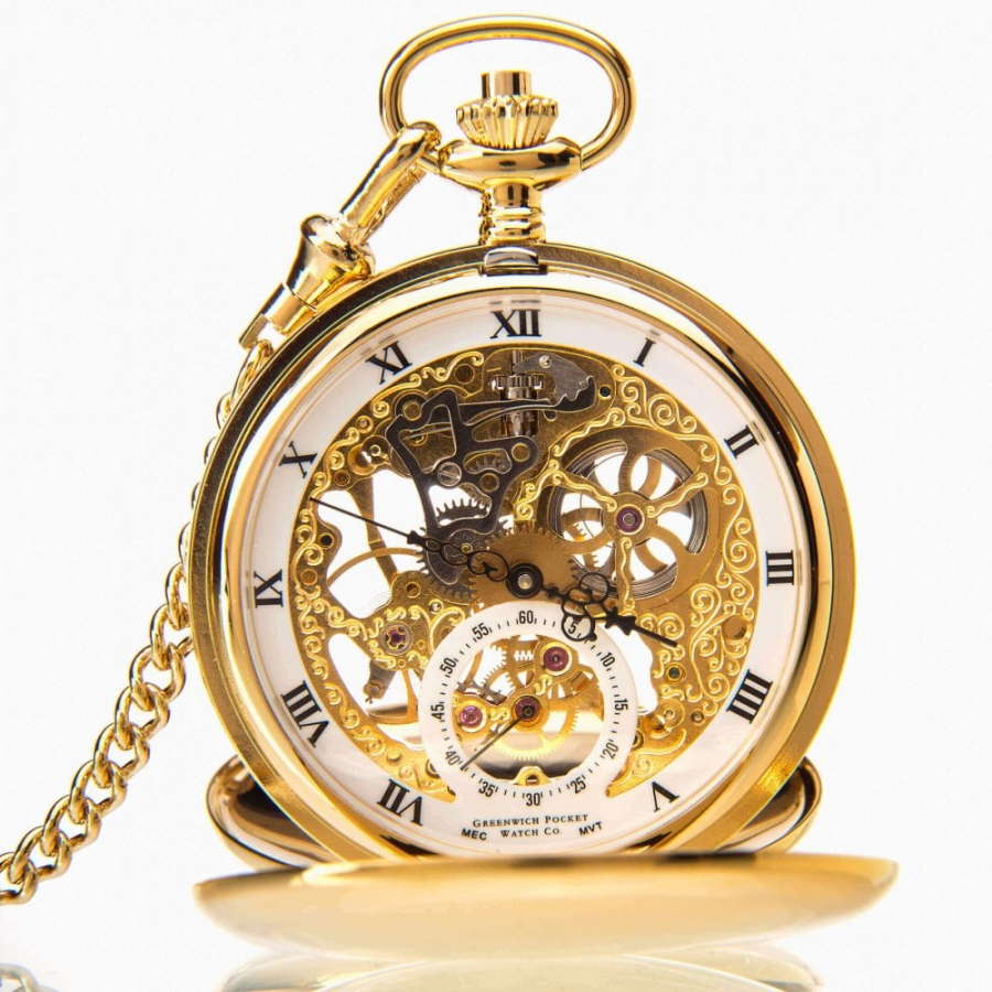 The Kensington - Gold Mechanical Double Hunter Pocket Watch