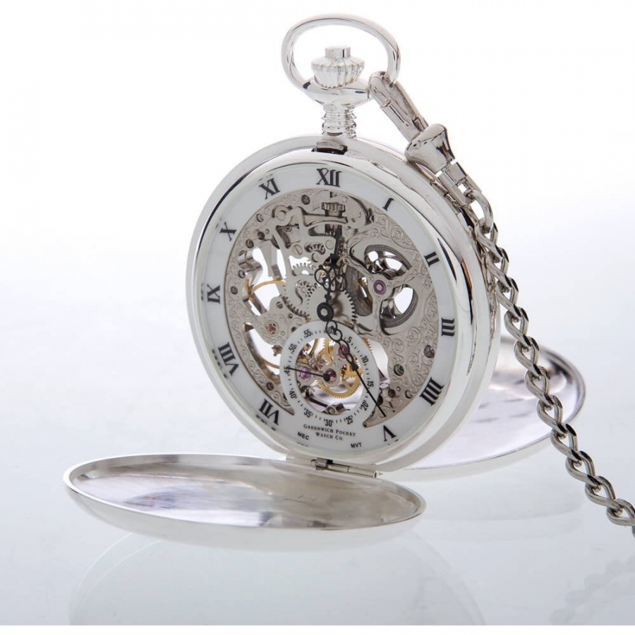 The Beaulieu - Sterling Silver Heartbeat Double Hunter Pocket Watch