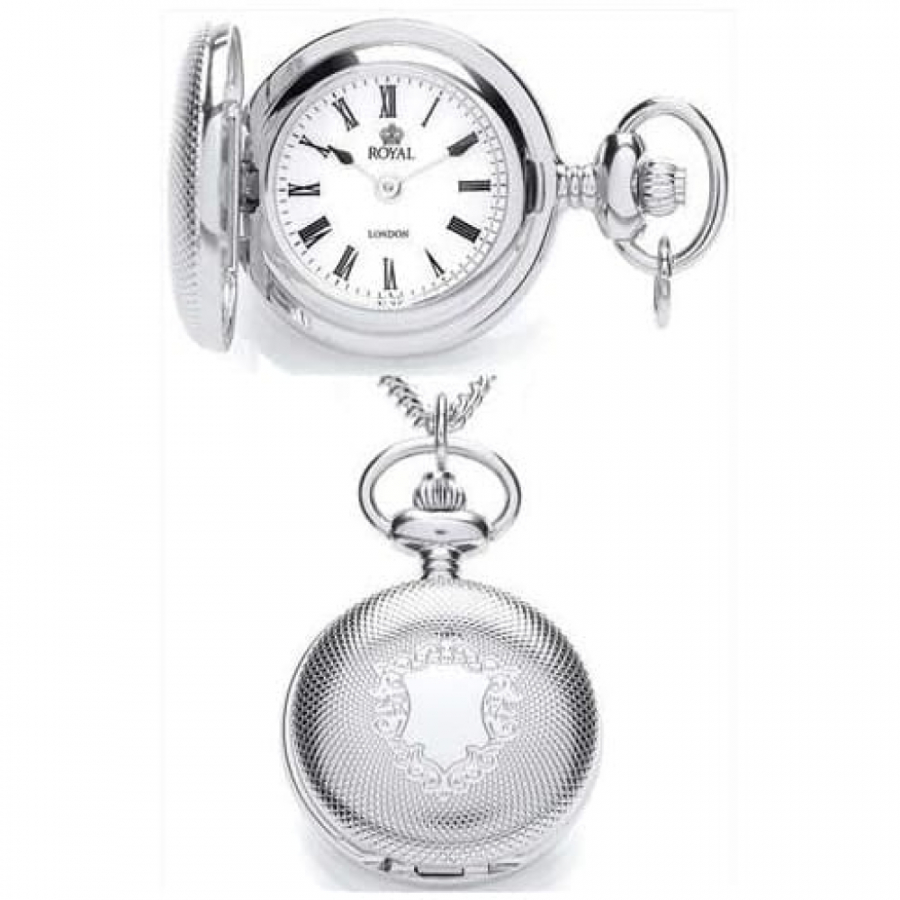 Ladies Chrome Pendant Necklace Watch With Roman Numerals