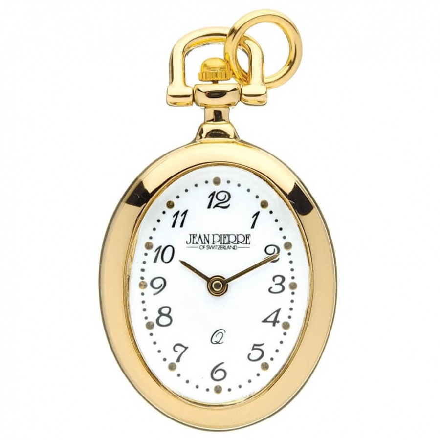 Womens Gold Plated Open Face Oval Pendant Watch Quartz