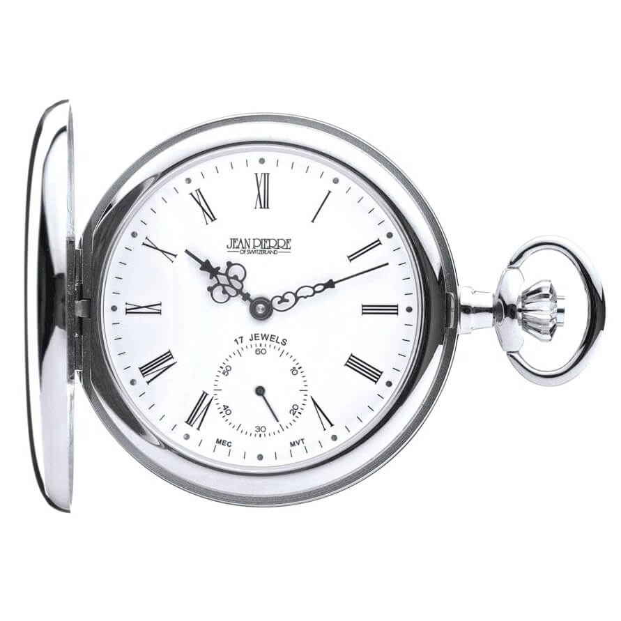 Mechanical Chrome Plated Full Hunter Pocket Watch