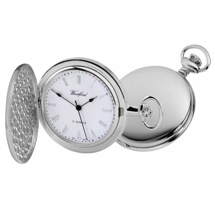 Chrome Full Hunter Mechanical Pocket Watch