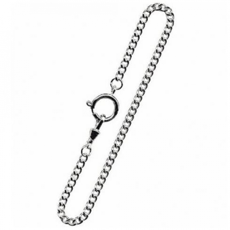 Chrome Plated 12 Inch Bolt Ring Pocket Watch Chain